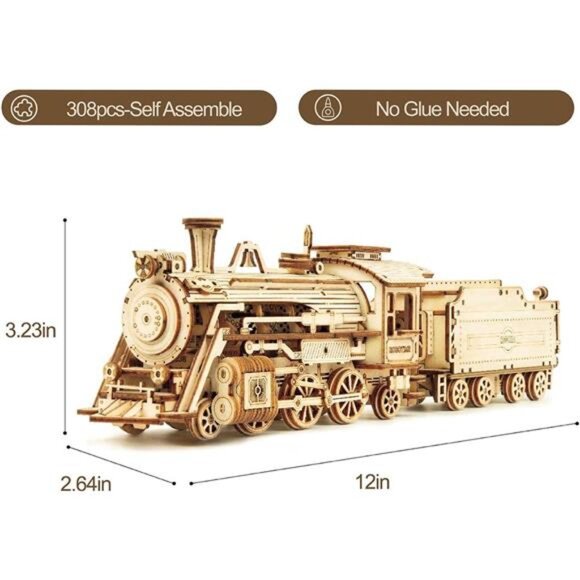 ROKR 3D Wooden Puzzle for Adults-Mechanical Train Model Kits-Brain Teaser - Picture 5 of 7